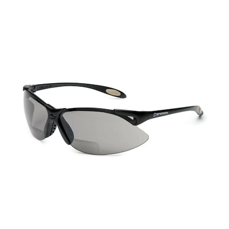 Uvex Safety Glasses, Bi-Focal Readers, +1.50, Sporty Black Frame, Wraparoun UVXA960