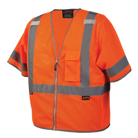 Pioneer Short Sleeve Vest with 2" Tape, Orange V1023950U-M