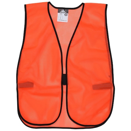 Mcr Safety Safety Vest, Orange, Polyester Mesh V201
