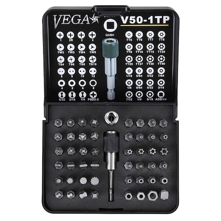 Vega Screwdriver Bit Set, 50Pc Driver Bit Set V50-1P