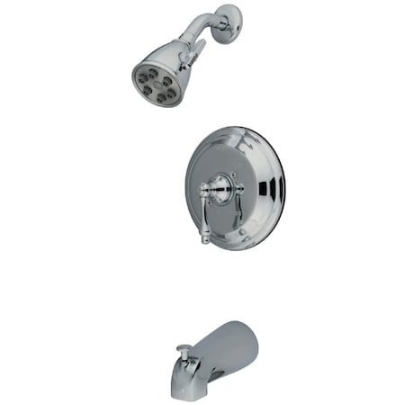Kingston Brass Tub and Shower Faucet, Standard, 3, Wall Mount, Polished Chrome VB3631AL