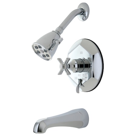 Kingston Brass Tub and Shower Faucet, Standard, 3, Wall Mount, Polished Chrome VB46310ZX