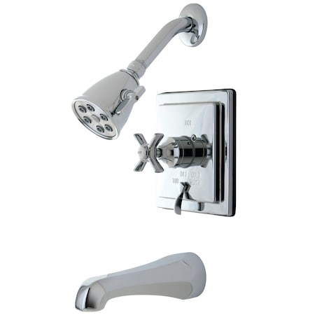 Kingston Brass Tub and Shower Faucet, Standard, 3, Wall Mount, Polished Chrome VB86510ZX