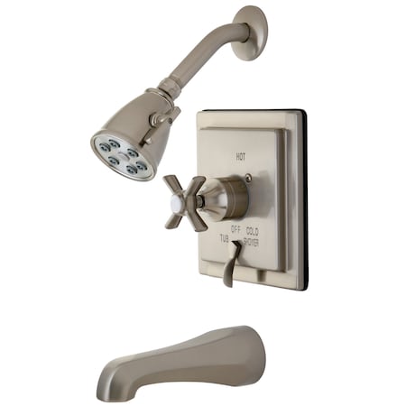 Kingston Brass Tub and Shower Faucet, Standard, 3, Wall Mount, Brushed Nickel VB86580ZX