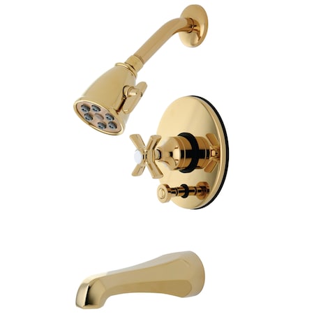 Kingston Brass Tub and Shower Faucet, Standard, 3, Wall Mount, Polished Brass VB86920ZX
