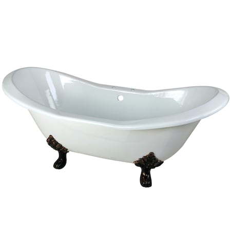 Kingston Brass VCT7D7231NC5 72" Cast Iron Double Slippe, 72.06" L, 30.88" W, White/Oil Rubbed Bronze, Cast iron VCT7D7231NC5
