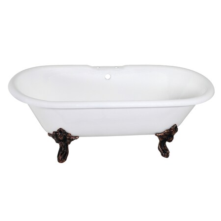Kingston Brass VCT7DE7232NL5 Clawfoot Tub, 71.63" L, 31.5" W, White/Oil Rubbed Bronze, Cast iron, Center VCT7DE7232NL5