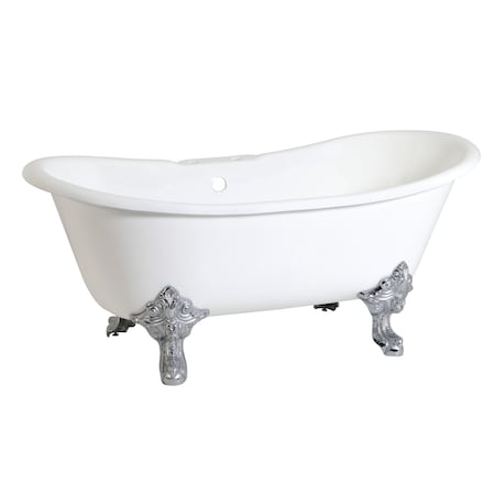 Kingston Brass VCT7DS6731NL1 Clawfoot Tub, 66.94" L, 30.13" W, White/Polished Chrome, Cast iron, Center VCT7DS6731NL1