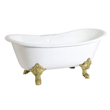 Kingston Brass VCT7DS6731NL2 Clawfoot Tub, 66.94" L, 30.13" W, White/Polished Brass, Cast iron, Center VCT7DS6731NL2