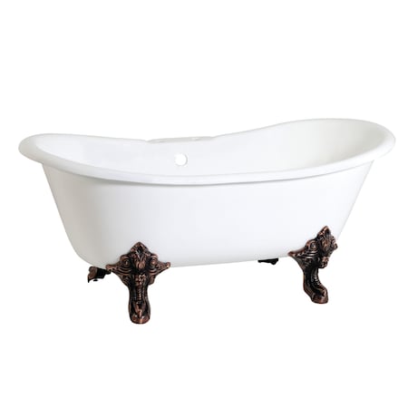 Kingston Brass VCT7DS6731NL5 Clawfoot Tub, 66.94" L, 30.13" W, White/Oil Rubbed Bronze, Cast iron, Center VCT7DS6731NL5