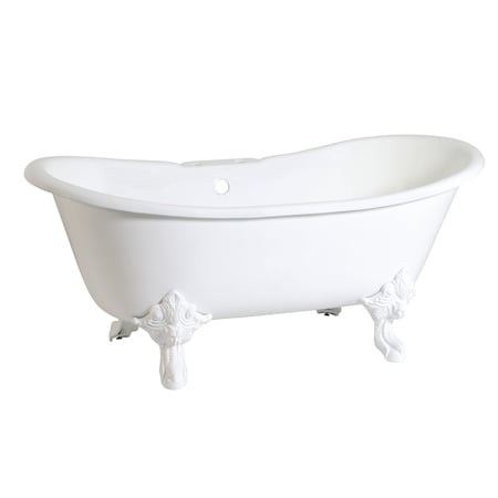Kingston Brass VCT7DS6731NLW Clawfoot Tub, 66.94" L, 30.13" W, White, Cast iron, Center VCT7DS6731NLW