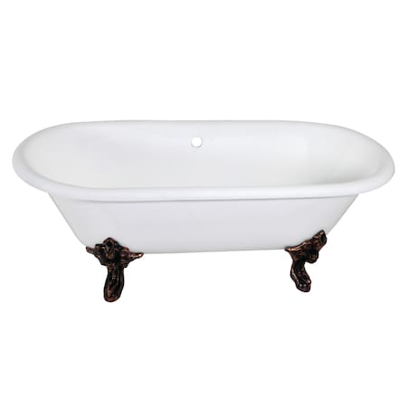 Kingston Brass VCTDE7232NL5 Clawfoot Tub, 72" L, 31.88" W, White/Oil Rubbed Bronze, Cast iron, Center VCTDE7232NL5