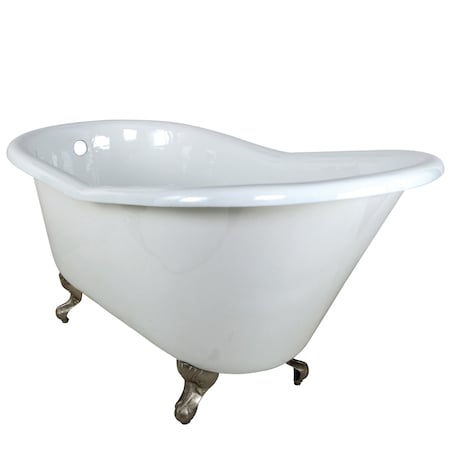 Kingston Brass VCTND6030NT8 60" Cast Iron Slipper Clawf, 60.25" L, 30.31" W, White/Brushed Nickel, Cast iron VCTND6030NT8