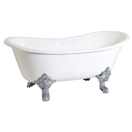 Kingston Brass VCTNDS6731NL1 Clawfoot Tub, 67.31" L, 28.94" W, White/Polished Chrome, Cast iron, Center VCTNDS6731NL1