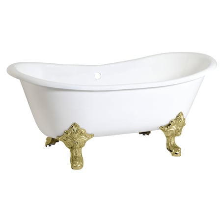 Kingston Brass VCTNDS6731NL2 Clawfoot Tub, 67.31" L, 28.94" W, White/Polished Brass, Cast iron, Center VCTNDS6731NL2