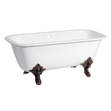 Kingston Brass VCTQ7D6732NL5 Clawfoot Tub, 66.56" L, 31.06" W, White/Oil Rubbed Bronze, Cast iron, Center VCTQ7D6732NL5