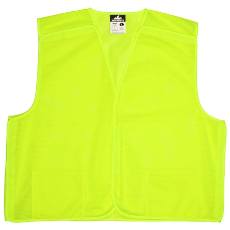 Mcr Safety Safety Vest, Hi-Viz Lime, 4XL VMLBAX4