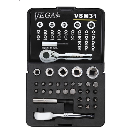 Vega Screwdriver Bit Set, 31Pc Bit And Socket VSM-31