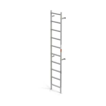 Ega Products 120" Overall H, Vertical Wall Mount Ladder - SS, Stainless Steel, 10 Steps, 300 lb. Load Capacity MVSS10