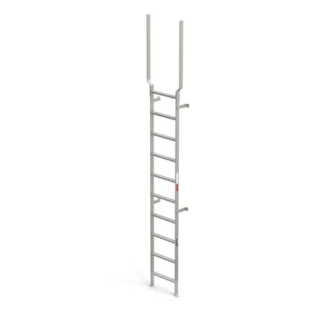 Ega Products 162" Overall H, Vertical Wall Mount Ladder w/ Ext. - SS, Stainless Steel, 10 Steps MVSS10EX