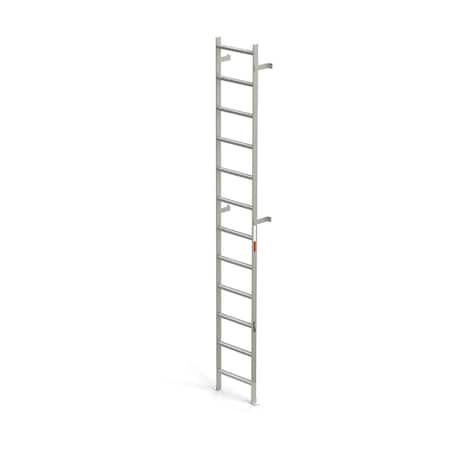 Ega Products 144" Overall H, Vertical Wall Mount Ladder - SS, Stainless Steel, 12 Steps, 300 lb. Load Capacity MVSS12