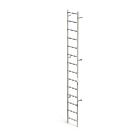 Ega Products 168" Overall H, Vertical Wall Mount Ladder - SS, Stainless Steel, 14 Steps, 300 lb. Load Capacity MVSS14