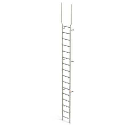 Ega Products 234" Overall H, Vertical Wall Mount Ladder w/ Ext. - SS, Stainless Steel, 16 Steps MVSS16EX