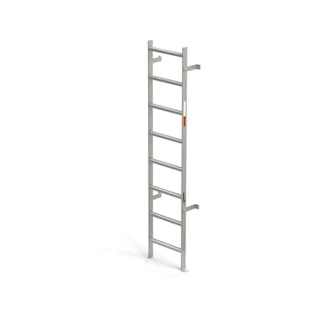 Ega Products 96" Overall H, Vertical Wall Mount Ladder - SS, Stainless Steel, 8 Steps, 300 lb. Load Capacity MVSS8
