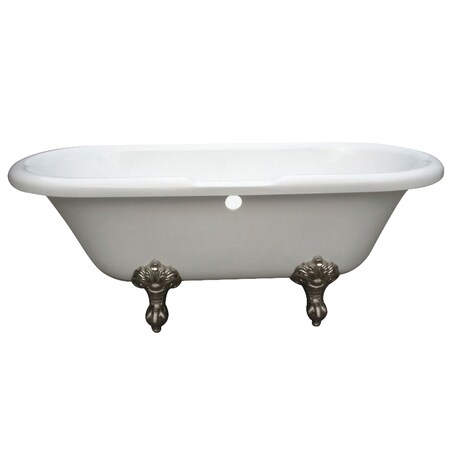 Kingston Brass VT7DS673023H8 67" Acrylic Double Ended C, 66.56" L, 29.13" W, White/Brushed Nickel, Center VT7DS673023H8