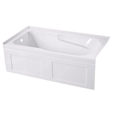 Kingston Brass VTAP603220CL 60" Acrylic Alcove Tub with, 60" L, 2.75" W, White, Acrylic, Left VTAP603220CL