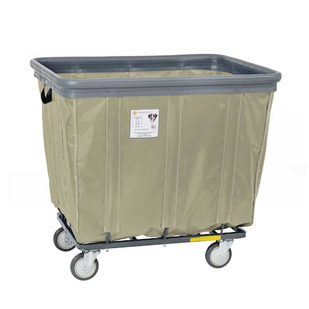 R&B Wire Products Vinyl Basket Truck with Air Cushion Bumper and Steel Base, 12 Bushel, Beige 412SOBC/BG