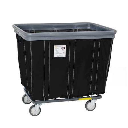 R&B Wire Products Vinyl Basket Truck with Air Cushion Bumper and Steel Base, 8 Bushel, Black 408SOBC/BLK