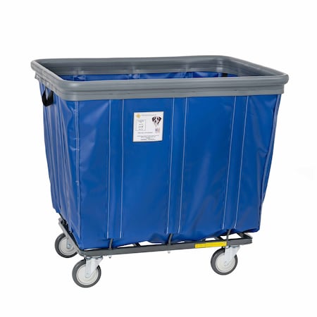 R&B Wire Products Vinyl Basket Truck with Air Cushion Bumper and Steel Base, 6 Bushel, Blue 406SOBC/BL