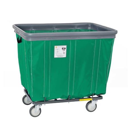 R&B Wire Products Vinyl Basket Truck with Air Cushion Bumper and Steel Base, 10 Bushel, Forest Green 410SOBC/FG