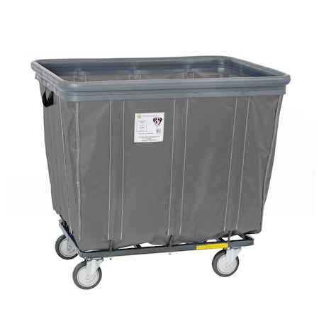 R&B Wire Products Vinyl Basket Truck with Air Cushion Bumper and Steel Base, 10 Bushel, Gray 410SOBC/GRY
