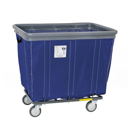 R&B Wire Products Vinyl Basket Truck with Air Cushion Bumper and Steel Base, 10 Bushel, Navy 410SOBC/NVY