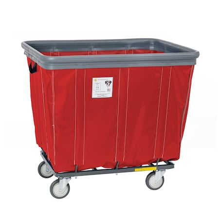 R&B Wire Products Vinyl Basket Truck with Air Cushion Bumper and Steel Base, 14 Bushel, Red 414SOBC/RD