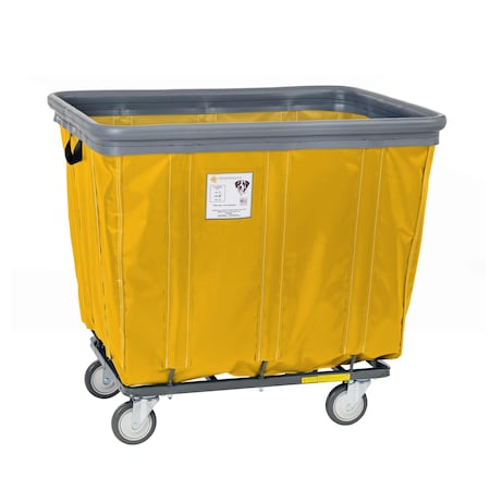 R&B Wire Products Vinyl Basket Truck with Air Cushion Bumper and Steel Base, 10 Bushel, Yellow 410SOBC/YEL