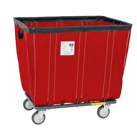 R&B Wire Products Vinyl Basket Truck with Steel Base, 14 Bushel, Red 414SOC/RD