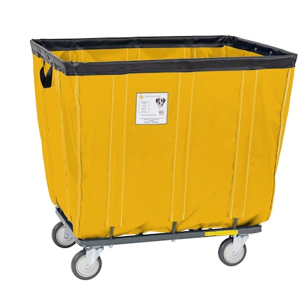R&B Wire Products Vinyl Basket Truck with Steel Base, 14 Bushel, Yellow 414SOC/YEL
