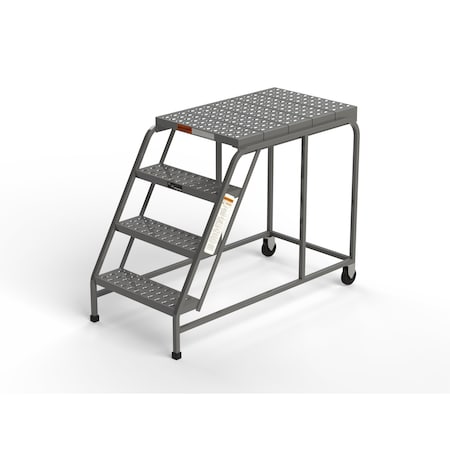 Ega Products Mobile Work Platform, 4 Steps, 24"W x 36"D Platform, Perforated Tread, No Handrails W029