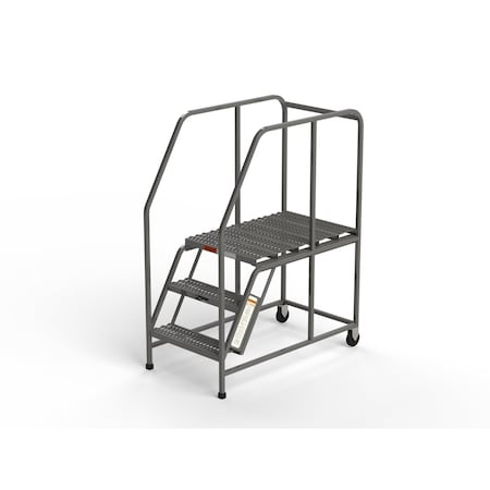 Ega Products Mobile Work Platform, 3 Steps, 24"W x 36"D Platform, Serrated Tread, No Handrails W033