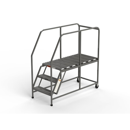 Ega Products Mobile Work Platform, 3 Steps, 24"W x 48"D Platform, Serrated Tread, No Handrails W034