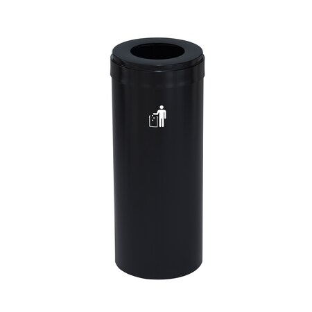 Glaro Waste Receptacle, No Liner, 15 gal., Satin W-1242BK-BK-W1