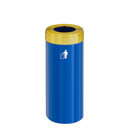Glaro Waste Receptacle, No Liner, 15 gal., Blue/S W-1242BL-BE-W1