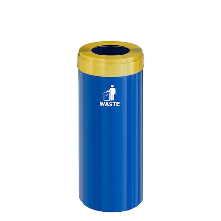 Glaro Waste Receptacle, No Liner, 15 gal., Blue/S W-1242BL-BE-W2