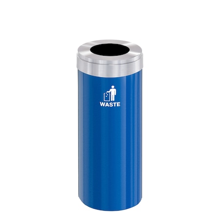 Glaro Waste Receptacle, No Liner, 15 gal., Blue/S W-1242BL-SA-W2