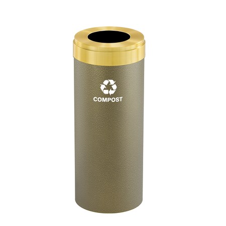 Glaro Waste Receptacle, No Liner, 15 gal., Bronze W-1242BV-BE-W6RL