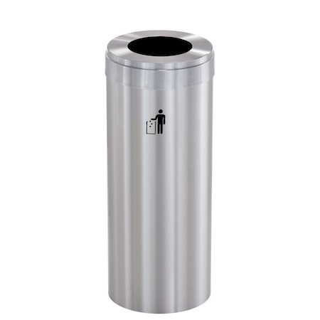 Glaro Waste Receptacle, No Liner, 15 gal., Silver W-1242SA-SA-W1