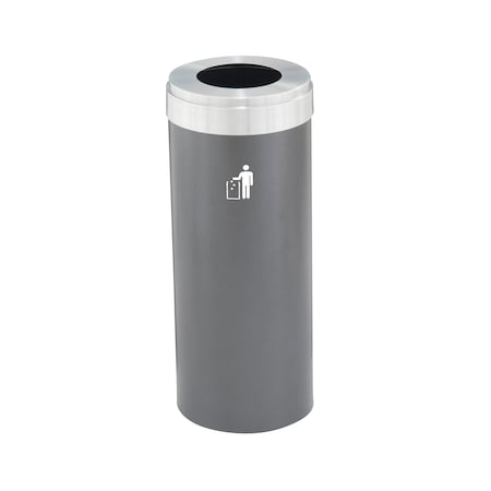 Glaro Waste Receptacle, No Liner, 15 gal., Silver W-1242SV-SA-W1